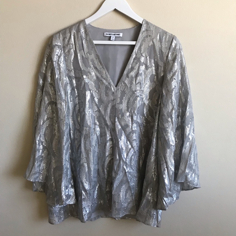 Elizabeth & James, Silver Metallic Top